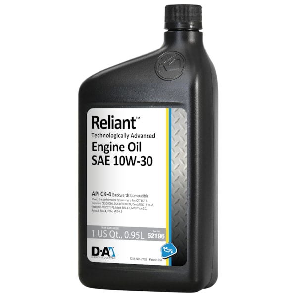 D-A Lubricant Co D-A Reliant Heavy Duty Engine Oil SAE 10W30, CK-4 - 12/1 Quart Case 52196 - main
